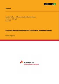 Produktbild: Evicence-Based Questionnaire Evaluation and Refinement