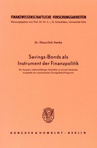 Produktbild: Savings-Bonds als Instrument der Finanzpolitik.