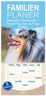 Produktbild: Familienplaner 2026 - Britische H&uuml;tehunde - Treue Freunde auf vier Pfoten mit 5 Spalten (Wandkalender, 21 x 45 cm) CALVENDO