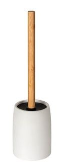 Produktbild: WC-Garnitur Mod. Altavalle, wei&szlig;, polyresin, bambus, 38.5x10.5 cm, schwarzer B&uuml;rstenkopf,