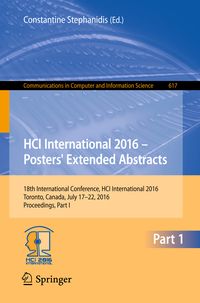 Produktbild: HCI International 2016 &ndash; Posters' Extended Abstracts
