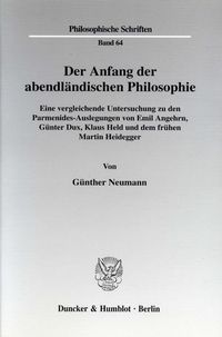Produktbild: Der Anfang der abendl&auml;ndischen Philosophie.