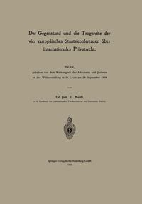 Produktbild: Der Gegenstand und die Tragweite der vier europ&auml;ischen Staatskonferenzen &uuml;ber internationales Privatrecht