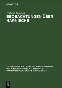Produktbild: Beobachtungen &uuml;ber Harnische