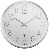 Produktbild: Mebus 19776 Funk Wanduhr 25cm x 40mm Silber Leisegang-Uhrwerk