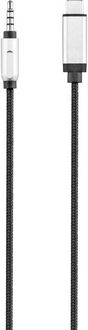 Produktbild: Renkforce RF-3432030 USB / Klinke Audio Anschlusskabel [1x USB-C&reg; Stecker - 1x Klinkenstecker 3.5 mm] 1.20 m Schwarz Aluminium-Stecker