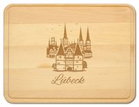 Produktbild: Buchenholz Schneidebrett 40x30cm, Motiv L&uuml;beck