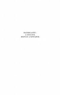 Produktbild: Handicapes: l'acceuil depuis l'enfance n.e.