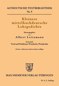 Produktbild: Kleinere mittelhochdeutsche Lehrgedichte