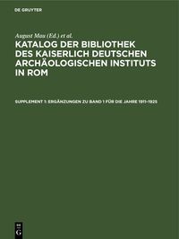 Produktbild: Erg&auml;nzungen zu Band 1 f&uuml;r die Jahre 1911&ndash;1925