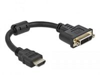 Produktbild: Delock 65206 HDMI / DVI Adapter [1x HDMI-Stecker - 1x DVI-Buchse 24+5pol.] Schwarz 0.20m