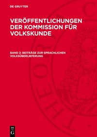 Produktbild: Beitr&auml;ge zur sprachlichen Volks&uuml;berlieferung