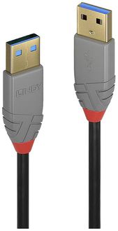 Produktbild: LINDY USB-Kabel USB 3.2 Gen1 USB-A Stecker, USB-A Stecker 3.00m Schwarz, Grau 36753
