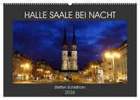 Produktbild: HALLE SAALE BEI NACHT (Wandkalender 2026 DIN A2 quer), CALVENDO Monatskalender