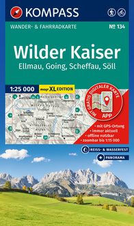 Produktbild: KOMPASS Wanderkarte 134 Wilder Kaiser, Ellmau, Going, Scheffau, S&ouml;ll 1:25.000