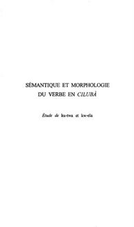 Produktbild: Semantique Et Morphologie Du Verbe En Ciluba