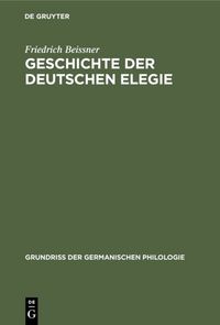 Produktbild: Geschichte der deutschen Elegie