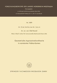 Produktbild: Geometrische Approximationstheorie in normierten Vektorr&auml;umen