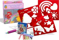 Produktbild: Stra&szlig;enmalkreide Schablonen Set "Einhorn" 3 Schablonen, 18 Kreiden in 9 Farben,