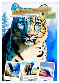 Produktbild: Bedrohte Tierarten 2026 (Wandkalender 2026 DIN A3 hoch), CALVENDO Monatskalender