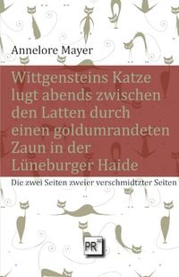 Produktbild: Wittgensteins Katze lugt abends zwischen den Latten durch einen goldumrandeten Zaun in der L&uuml;neburger Haide