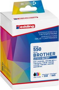Produktbild: Edding Druckerpatrone ersetzt Brother LC223 BKCMY Kompatibel Kombi-Pack Schwarz, Cyan, Magenta, Gelb EDD-550 18-550-01