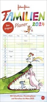 Helme Heine Familienplaner 2024. Familienkalender mit 5 Spalten. Liebevoll illustrierter Familien-Wandkalender mit Schulferien und Stundenplänen. von Helme Heine