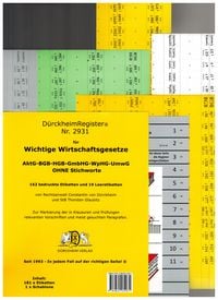 Produktbild: D&uuml;rckheimRegister&reg; WICHTIGE WIRTSCHAFTSGESETZE (BGB, HGB, GmbHG, AktG, UmwG) &sect;&sect; und Gesetze OHNE Stichworte