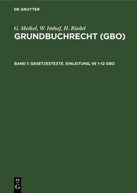 Produktbild: Gesetzestexte. Einleitung, &sect;&sect; 1-12 GBO