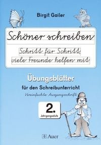 Produktbild: Sch&ouml;ner schreiben Schritt f&uuml;r Schritt, viele Freunde helfen mit. Vereinfachte Ausgangsschrift 2. Jahrgangsstufe + DIN A5 &Uuml;bungsheft