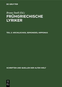 Produktbild: Archilochos, Semonides, Hipponax