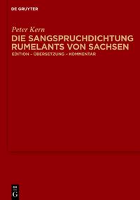 Produktbild: Die Sangspruchdichtung Rumelants von Sachsen