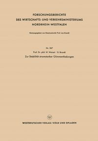 Produktbild: Zur Stabilit&auml;t stromstarker Glimmentladungen