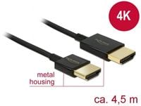 Produktbild: Delock HDMI Anschlusskabel HDMI-A Stecker, HDMI-A Stecker 4.50 m Schwarz 84775 4K UHD, vergoldete Steckkontakte HDMI-Kabel