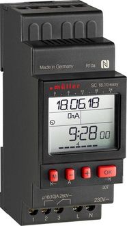 Produktbild: M&uuml;ller SC 18.10 easy 12V ACDC Hutschienen-Zeitschaltuhr digital 12 V/DC, 12 V/AC 4000W