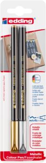 Produktbild: edding 1200 Fasermaler metallic, 2er Set Gold 53/Silber 54