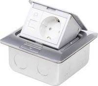 Produktbild: LEDmaxx 105626 1fach Fu&szlig;boden-Einbausteckdose mit Cat5 Buchse IP20 Aluminium