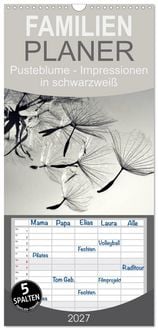 Produktbild: Familienplaner 2027 - Pusteblume - Impressionen in schwarzwei&szlig; mit 5 Spalten (Wandkalender, 21 x 45 cm) CALVENDO