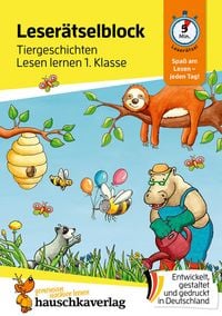 Produktbild: Lese-R&auml;tselblock - Tiergeschichten! Lesen lernen 1. Klasse