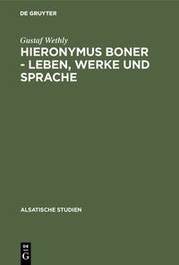 Produktbild: Hieronymus Boner - Leben, Werke und Sprache