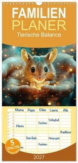 Produktbild: Familienplaner 2027 - Tierische Balance mit 5 Spalten (Wandkalender, 21 x 45 cm) CALVENDO