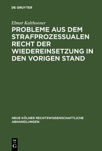 Produktbild: Probleme aus dem strafprozessualen Recht der Wiedereinsetzung in den vorigen Stand
