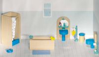 Goki Puppenmöbel Badezimmer für Puppenhaus, Holz
