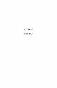 Produktbild: Clarte 1919-1924 (tome i) - dupacifisme