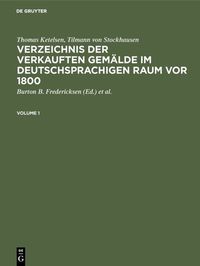 Produktbild: Verzeichnis der verkauften Gem&auml;lde im deutschsprachigen Raum vor 1800