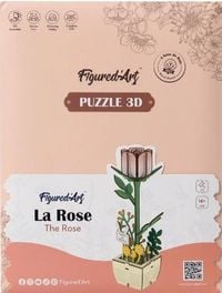 Produktbild: FiguredArt AL105 - Die Rose, 3D Puzzle, Holz, 66 Teile, H&ouml;he: 20 cm
