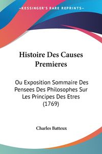 Produktbild: Histoire Des Causes Premieres