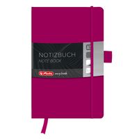 Herlitz Notizbuch Classic A5 96 Blatt kariert berry mit Leseband und Falttasche my.book