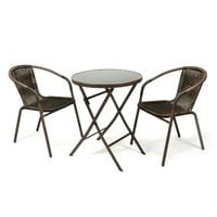 Produktbild: 3-tlg. Bistroset Balkon Stuhl Tisch Set Braun