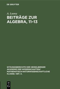 Produktbild: Beitr&auml;ge zur Algebra, 11-13